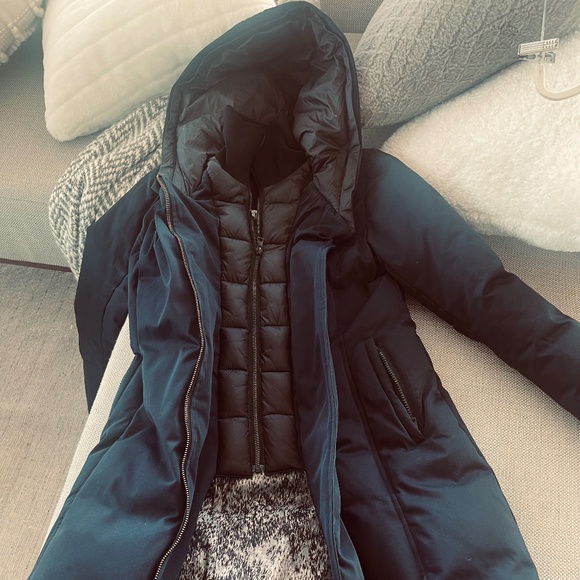 Soia & Kyo Sonny Navy slim-Fit Radiant Coat with Hood - Picture 2 of 5